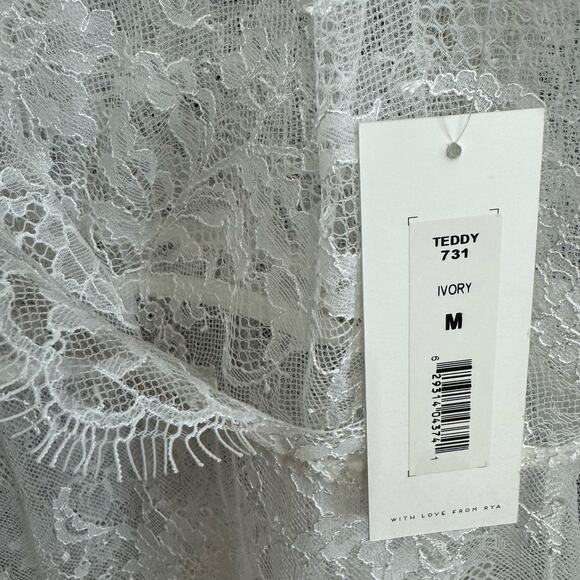 Anthropologie Rya Collection Eleanor Teddy Lace Bodysuit Romantic Sexy White M - Picture 8 of 9